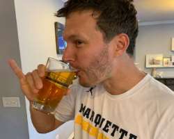Chris Marquette consuming alcohol